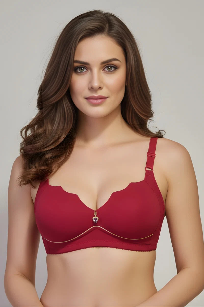 Maroon Light Padded Non Wired Bra