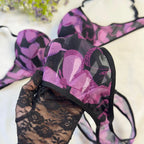 Floral Cute Print Single Padded Bra Set