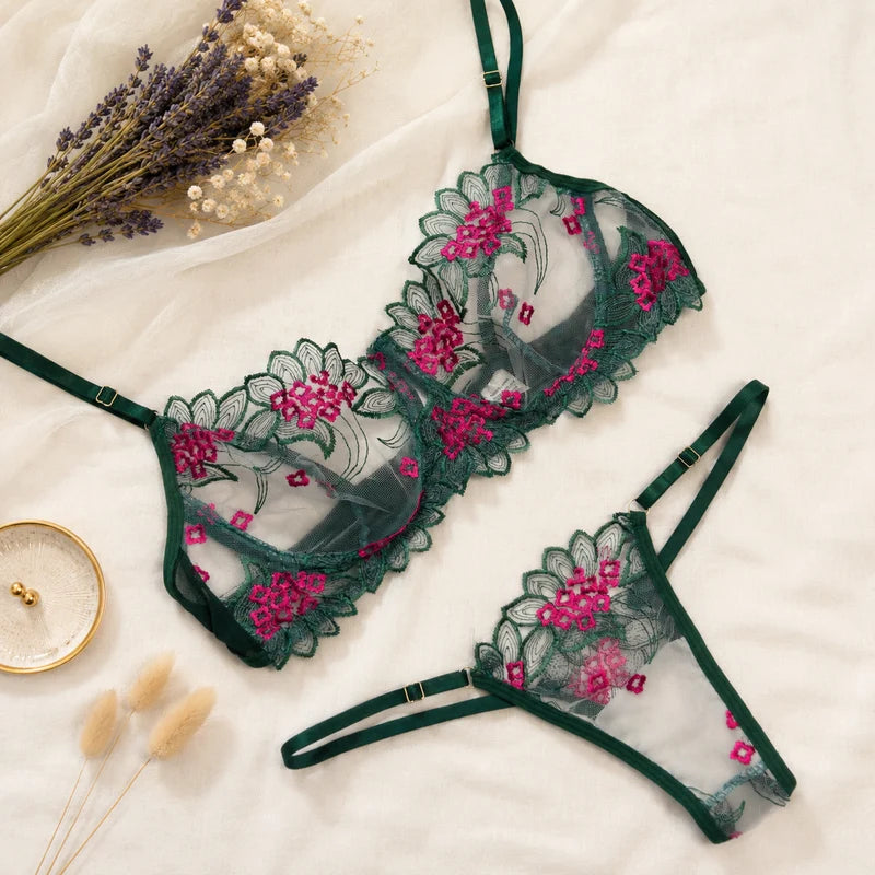 Spring Breeze Net Bra Set